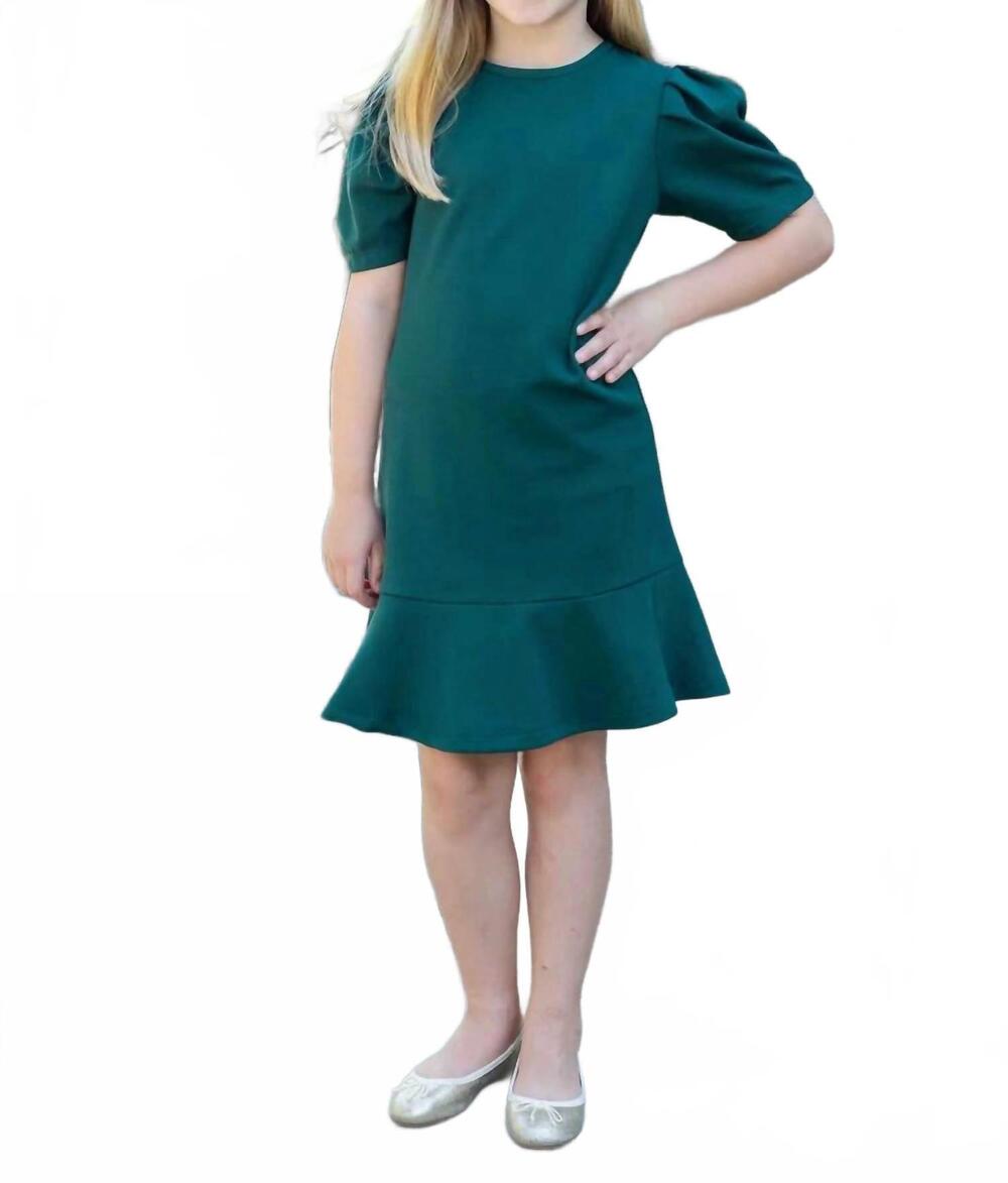NEW FLORENCE EISEMAN girls ottoman knit holiday dress in hunter
